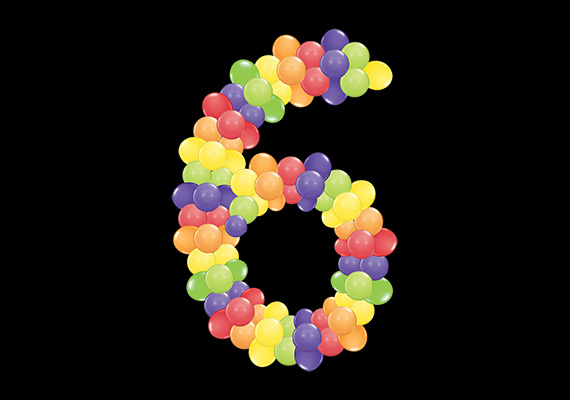 Number 6 - Frame with balloons