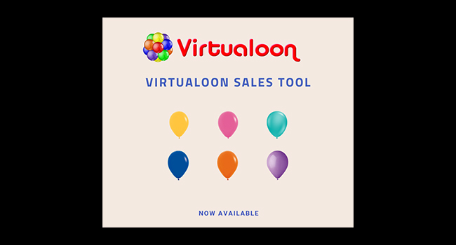 balloons on a beige background with the text Sales Tool