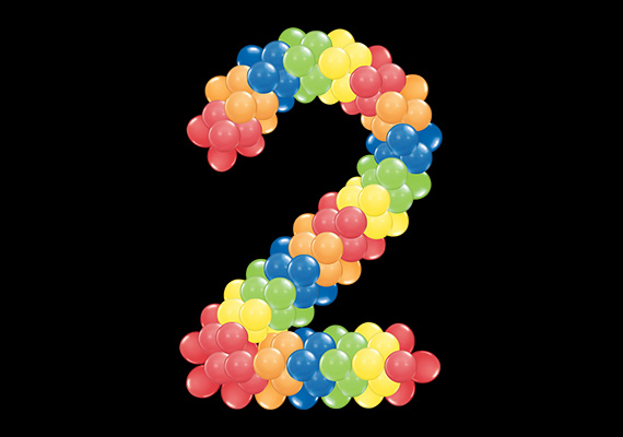 Number 2 - Frame with balloons