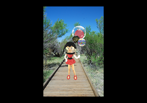 Importet .png combined with a balloon bouquet on a backdrop